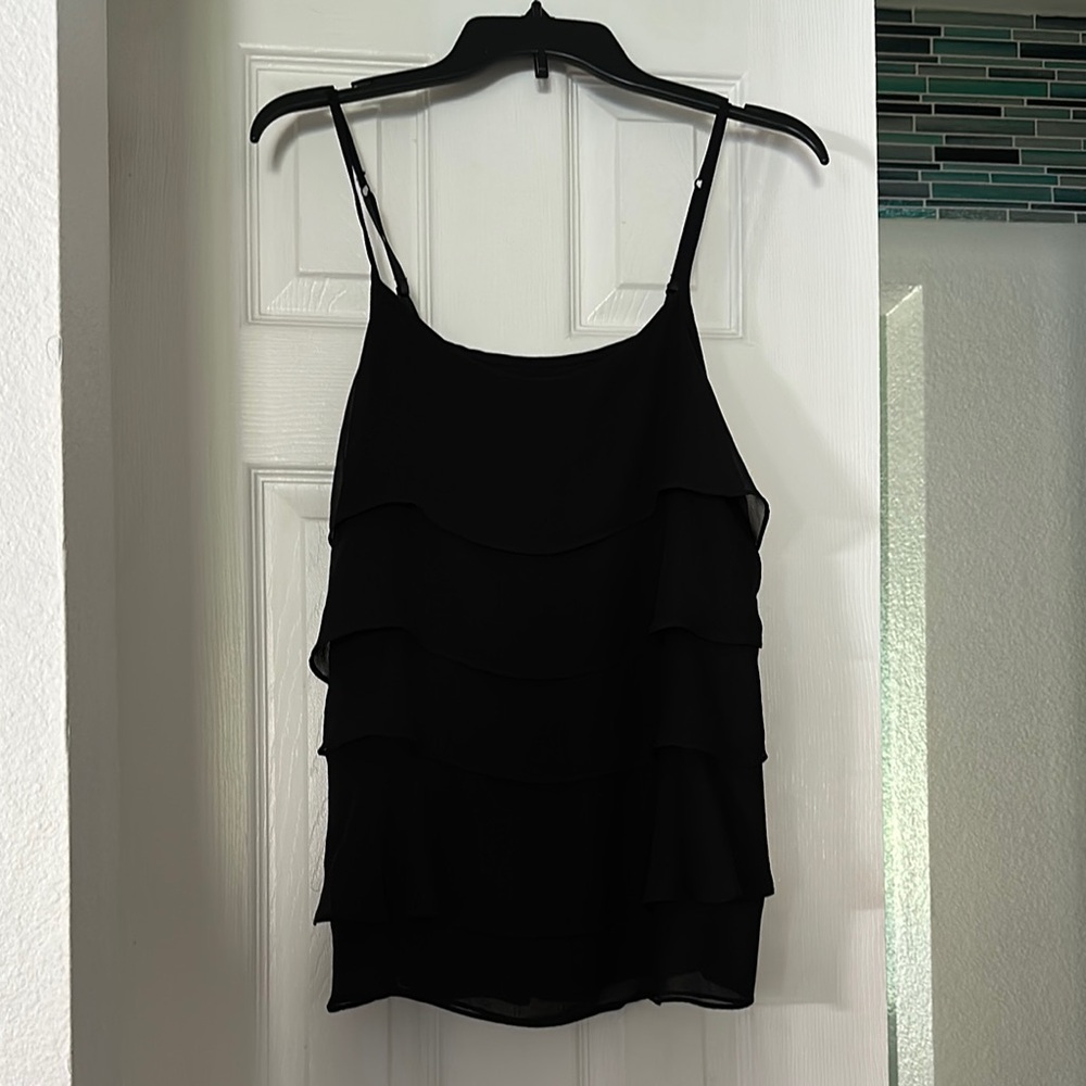 New York & Company Black Tiered Ruffled Camisole